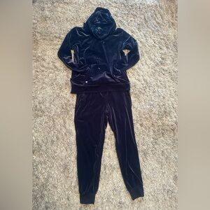 Lauren by Ralph Lauren Navy Velour Cowel Neck Jogger Pant Tracksuit Set Size S